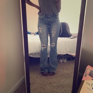 Express Ripped Flare Jeans, Size 2 (Fits like 4)